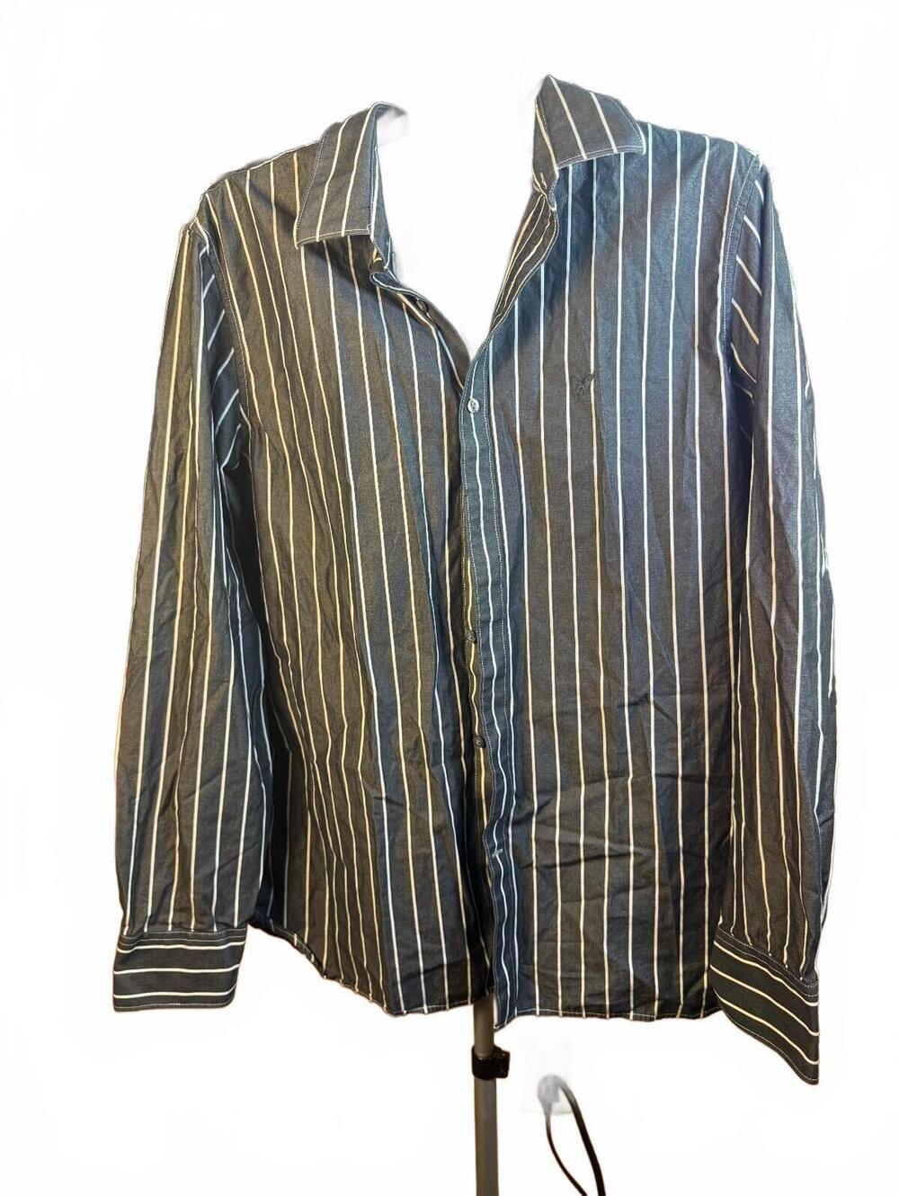 Gray pinstripe vintage style American Eagle Sz XL Mens Dress Shirt button up